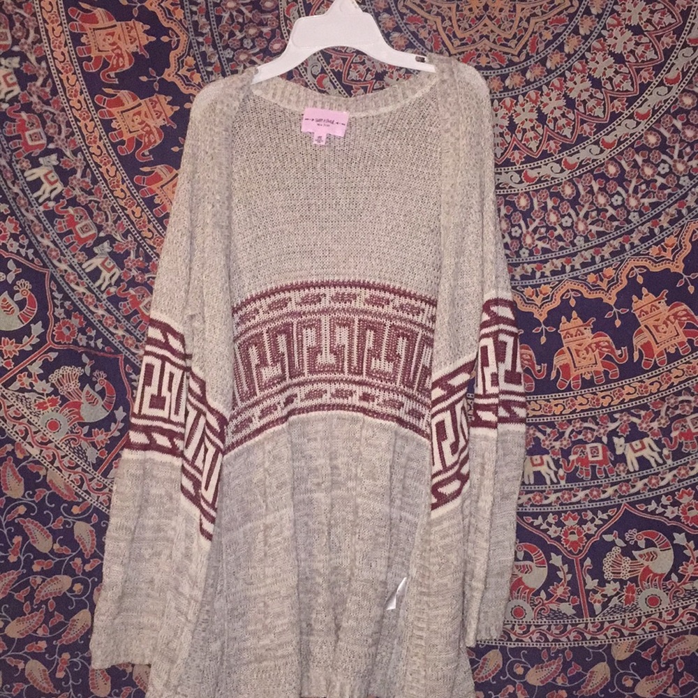 Red designed cardigan